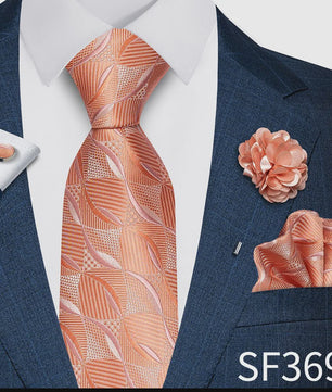 Luxe Heren Set: Paarse Paisley Stropdas, Manchetknopen, Pochet & Boutonnière - 8cm Breed