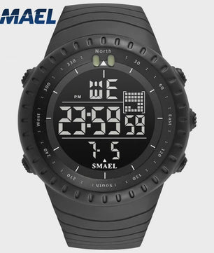SMAEL Heren Sport Horloge - Waterdicht 50M, Digitaal LED met Alarm & Grote Wijzerplaat