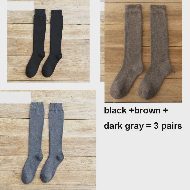 6 Paar Heren Kniehoge Thermosokken - Warm & Dik - Compressie - Maat 38-44