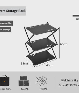 Mountainhiker Opvouwbaar 3-laags Outdoor Opslagrek - Draagbaar Kampeerrek voor Tuin, BBQ & Picknick