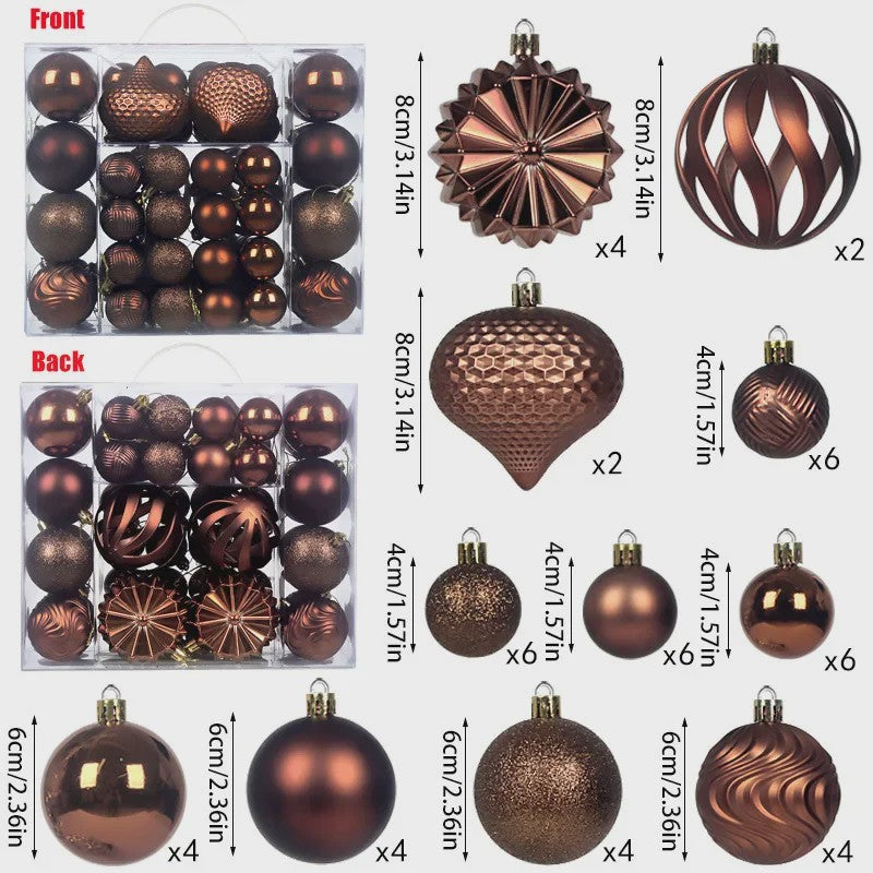 48x Kerstballen Set 4/6/8cm - Diverse Vormen & Afwerkingen - Decoratie Hangertjes