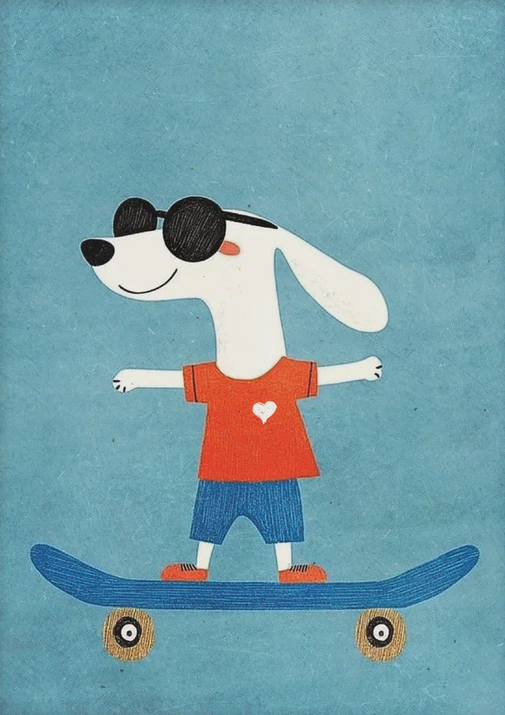 Vrolijke Dieren Canvas Posters - Leeuw, Hond, Beer & Cheetah op Skateboard - Kinderkamer Decoratie