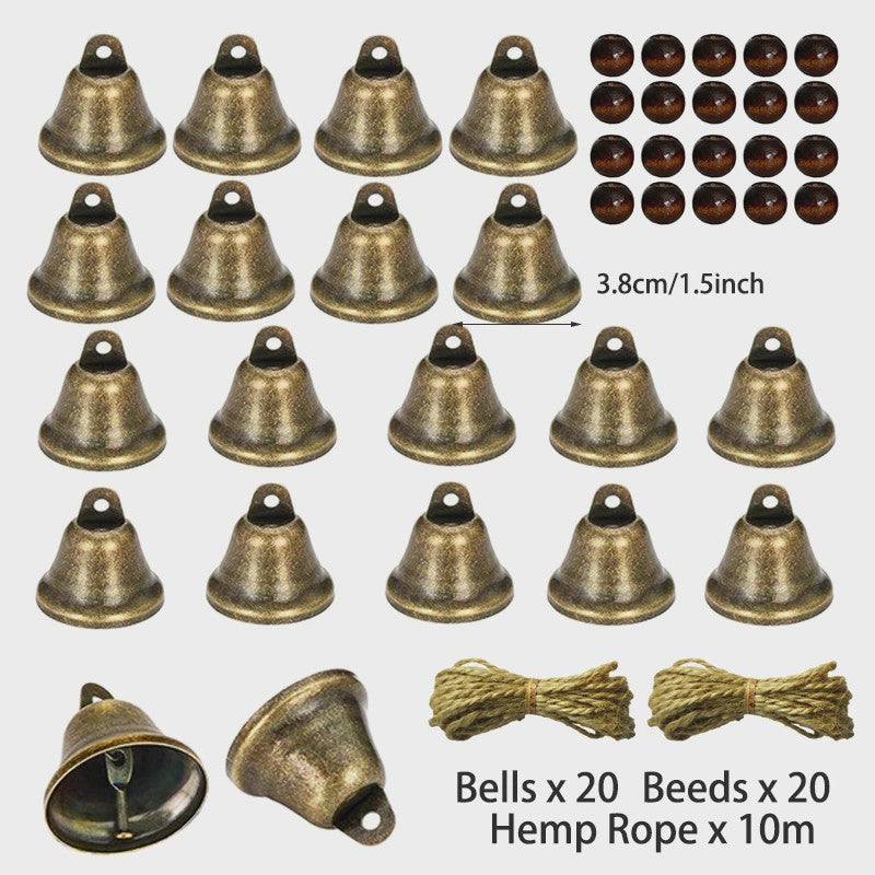 Vintage Messing Belletjes 38mm - DIY Knutselpakket voor Windgordijnen, Kerst & Huisdier Training