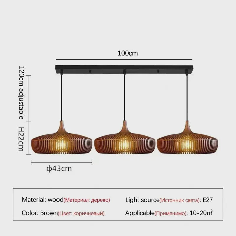 Wabi-Sabi Houten Hanglamp LED - Vintage Minimalistisch Design