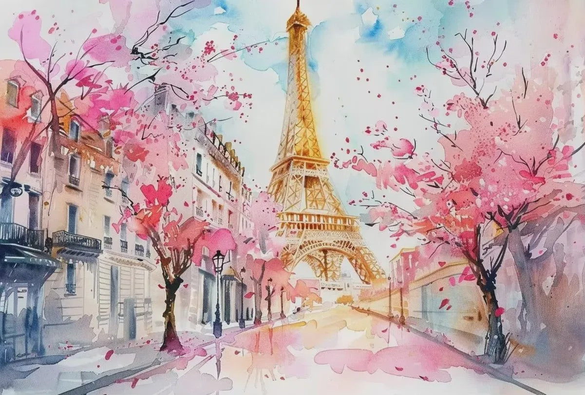 Franse Parijse Stadsgezichten Aquarel Kunst Posters Canvas Prints Wanddecoratie