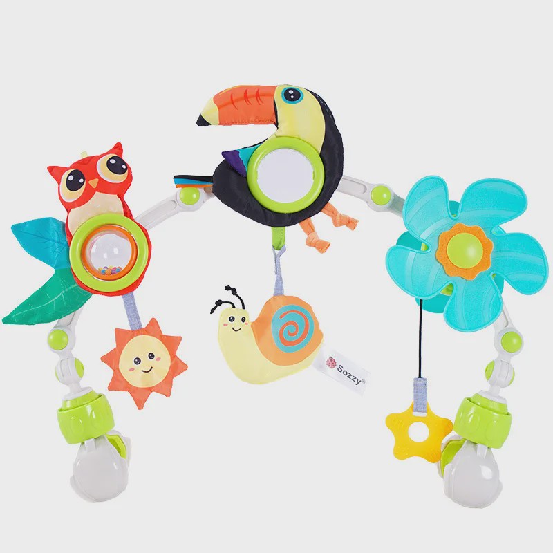 Multifunctionele Baby Activiteitenboog met Muziek & Speelgoed - Kinderwagen, Reiswieg, Autostoel