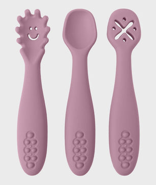 3-delige Siliconen Baby Bestek Set: Lepel & Vork voor Peuters