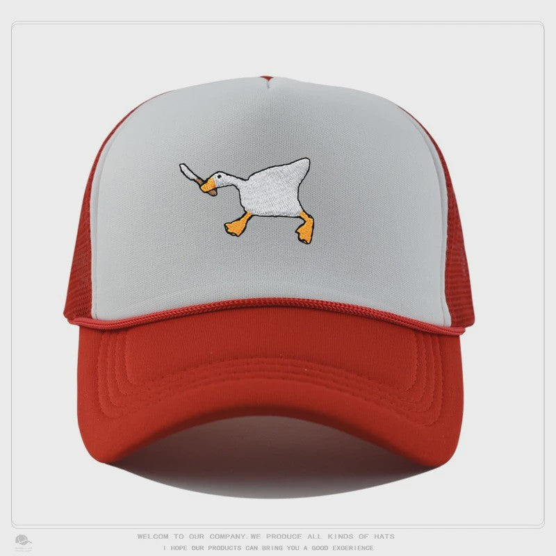 Unieke Geborduurde Baseball Cap met Gans Patroon - Casual Stadsstijl