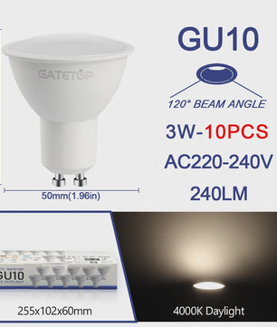 10x GU10 LED Spot Lamp 3W - Kies Warm Wit, Neutraal Wit of Koel Wit (3000K-6000K)