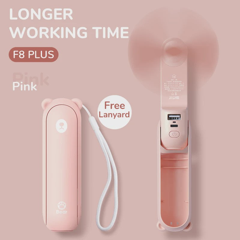 JISULIFE Draagbare Mini Ventilator: 3-in-1 USB Oplaadbaar met Powerbank & Zaklamp (4500mAh)
