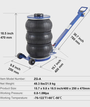 Pneumatische Krik 3 Ton / 5 Ton - Dubbele Balg Air Jack voor Snel en Veilig Hefwerk
