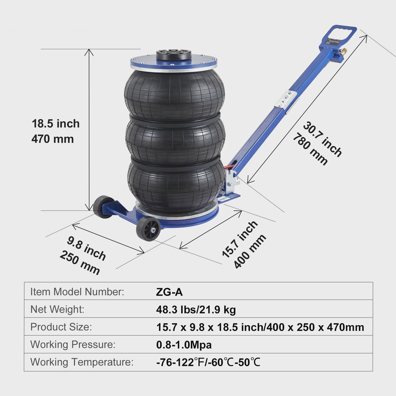 Pneumatische Krik 3 Ton / 5 Ton - Dubbele Balg Air Jack voor Snel en Veilig Hefwerk