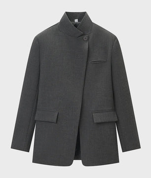Chique Geruite Blazer Jas met Opstaande Kraag - Dames Casual Chic
