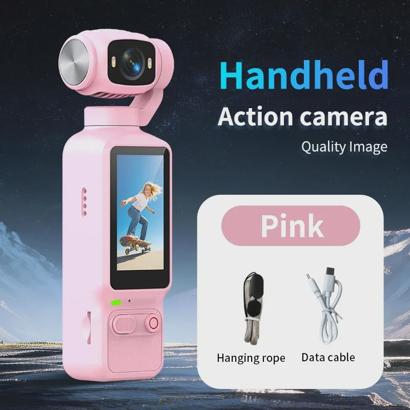 Compacte 4K Action Camera met 180° Roteerbare Lens - Ideaal voor Vlogs, YouTube & TikTok