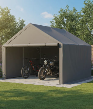 Donkergrijze Fietsenstalling Tent - 305x296x233cm - Outdoor Opslag voor Fietsen & Tuin Gereedschap