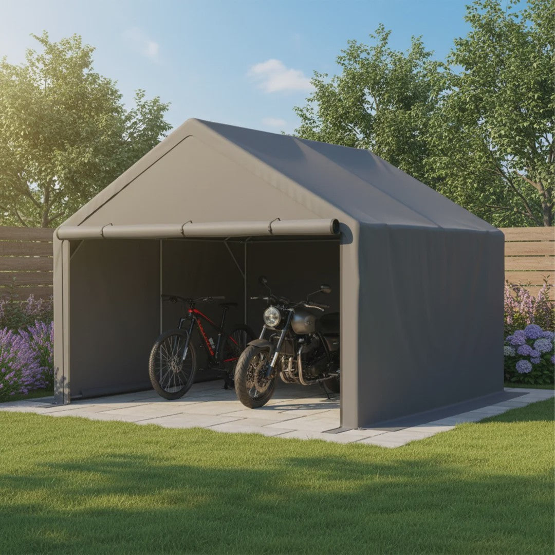Donkergrijze Fietsenstalling Tent - 305x296x233cm - Outdoor Opslag voor Fietsen & Tuin Gereedschap