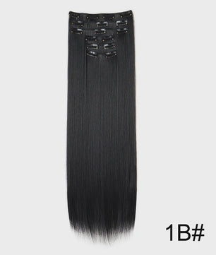 Synthetische Haarverlenging Set: 6 Delen Clip-in Extensions 60cm Lang & Steil