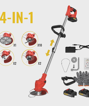 Accu Grastrimmer CONENTOOL 21V - 1500W Krachtige Bosmaaier met Telescoopsteel & 2 Batterijen
