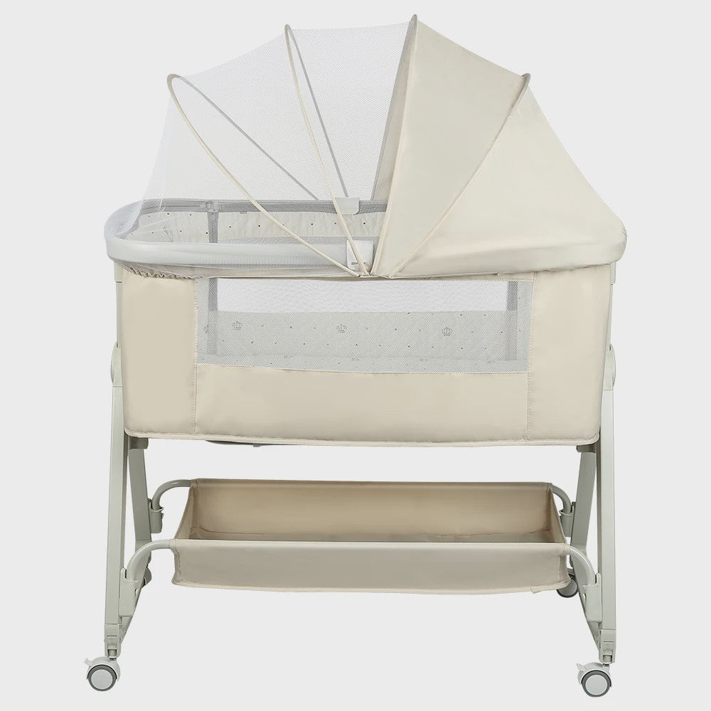 4-in-1 Baby Co-Sleeper Crib: Verstelbaar, Kantelbaar, Wielen met Rem, Matras, 0-24 Maanden