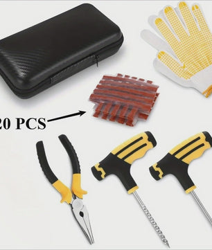 Universele Bandenreparatieset met Gereedschap en Plakstrips - Noodreparatie voor Auto, Motor, Fiets