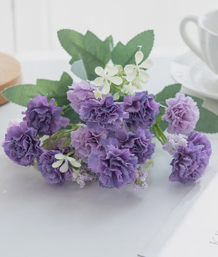 Kunstbloemen - 5 Takken Kleine Anjers (15 Bloemhoofden) - Decoratie voor Bruiloft, Kerst, Vaas