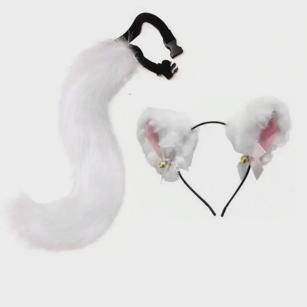 Dierenoren Hoofdband, Staart & Choker Set - Faux Fur Kat, Wolf, Vos - Cosplay & Feestkostuum