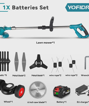 YOFIDRA Accu Grasmaaier & Trimmer - 100-135cm Verstelbaar - Makita 21V Batterij Compatibel