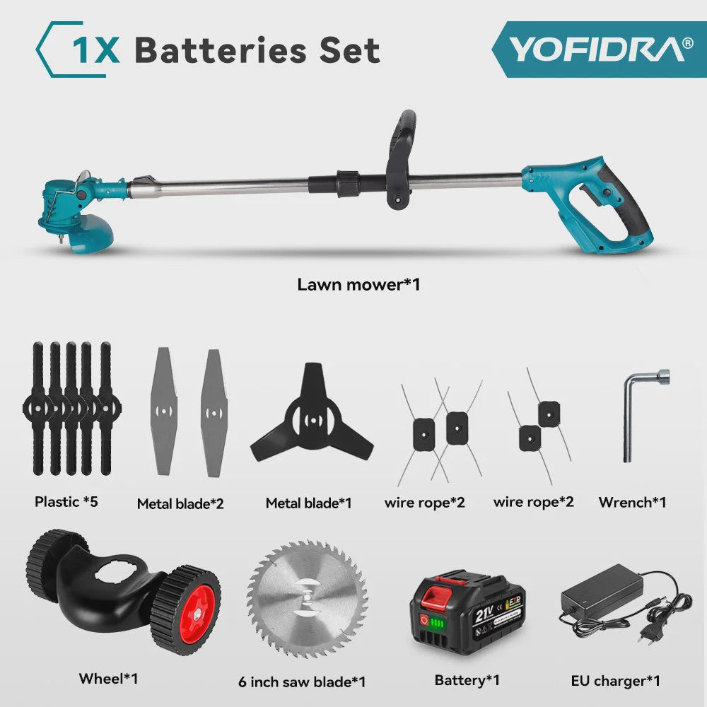 YOFIDRA Accu Grasmaaier & Trimmer - 100-135cm Verstelbaar - Makita 21V Batterij Compatibel