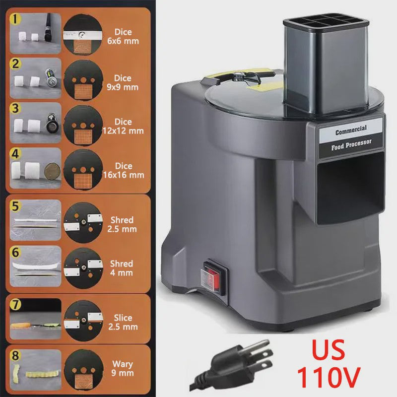 Professionele Elektrische Groentesnijder 3-in-1: Snijden, Raspen & Blokjes