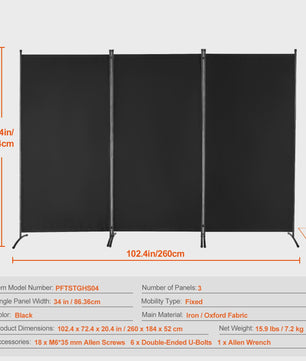 Modulair Kamerscherm 3/4/6 Panelen - Flexibele Afscheiding voor Kantoor, Slaapkamer, Hotel