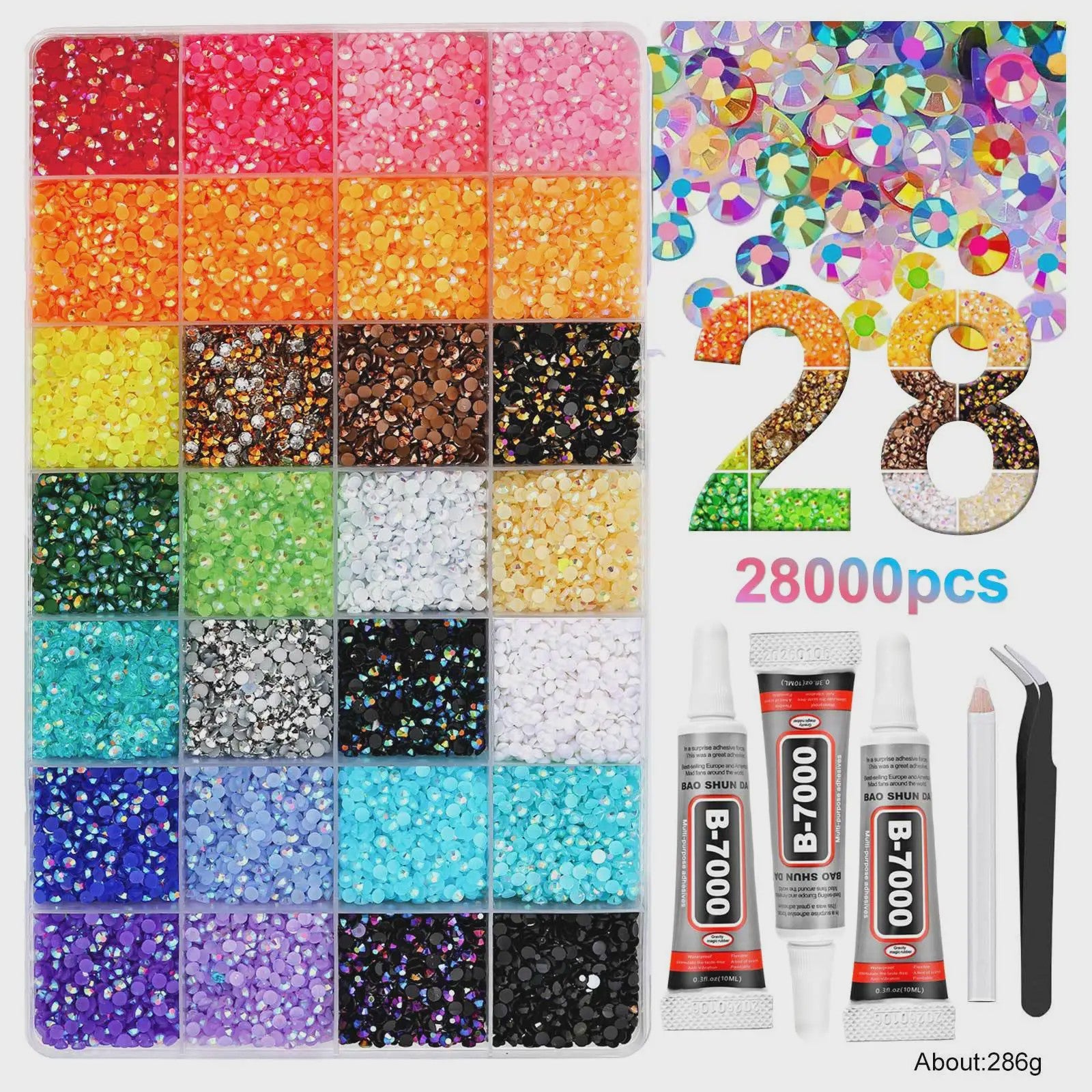 40 Kleuren Strass Steentjes Set 3mm - DIY Versier Kit voor Kleding, Nagels & Decoratie