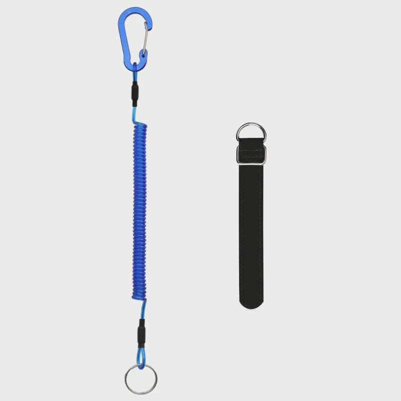 2 Meter Visco Lanyard met Hengelband - Intrekbaar Anti-Verlies Koord met Karabijnhaak
