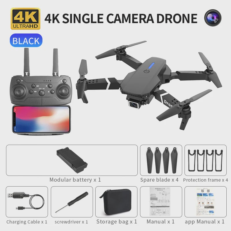 Opvouwbare FPV WiFi Drone met 4K Camera en Vliegstabilisatie - Perfect Cadeau
