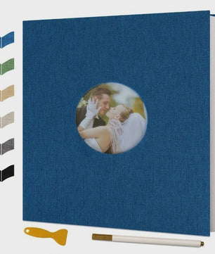 Luxe Linnen Scrapbook Album - Zelfklevend, 40 Pagina's voor 4x6, 5x7, 8x10 Foto's - Inclusief Pen & Tool - Perfect voor Familie & Bruiloft
