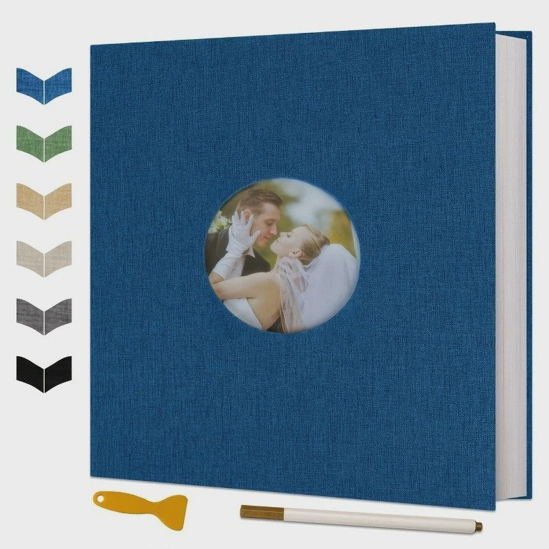 Luxe Linnen Scrapbook Album - Zelfklevend, 40 Pagina's voor 4x6, 5x7, 8x10 Foto's - Inclusief Pen & Tool - Perfect voor Familie & Bruiloft