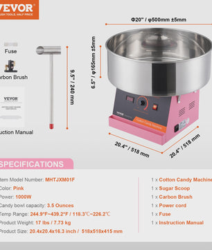 Professionele Suikerspin Machine - Roestvrijstalen Kom & Schep - Commercieel Gebruik