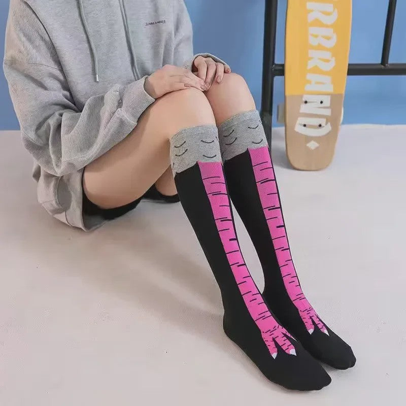 Grappige Kippenpoot Hoge Sokken - Unisex Cartoon Cosplay Sokken