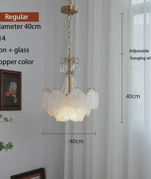 Moderne Koperen Plafondlamp met Schelp Glas en LED - Stijlvolle Hanglamp voor Woonkamer, Eetkamer & Slaapkamer