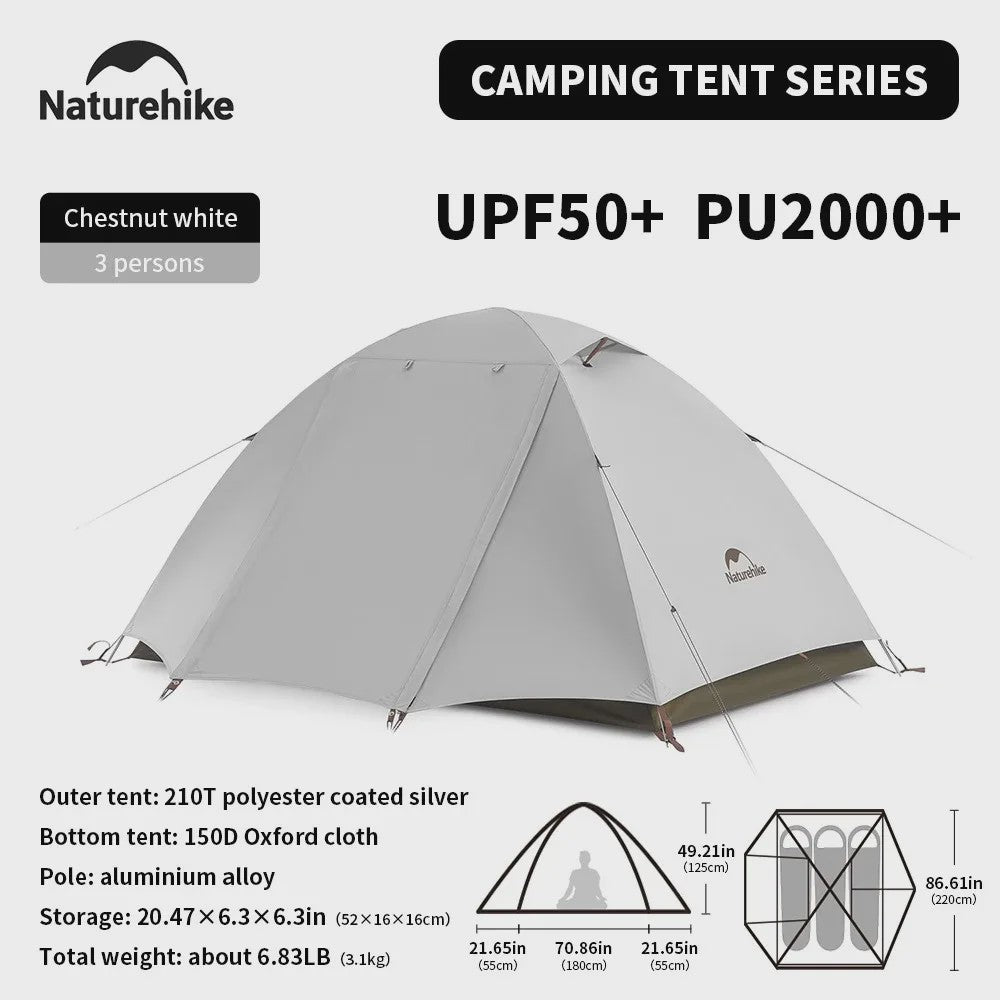 Naturehike Cloud River 2-3 Persoons Tent: Lichtgewicht, Waterdicht & UV-beschermend Kampeeravontuur