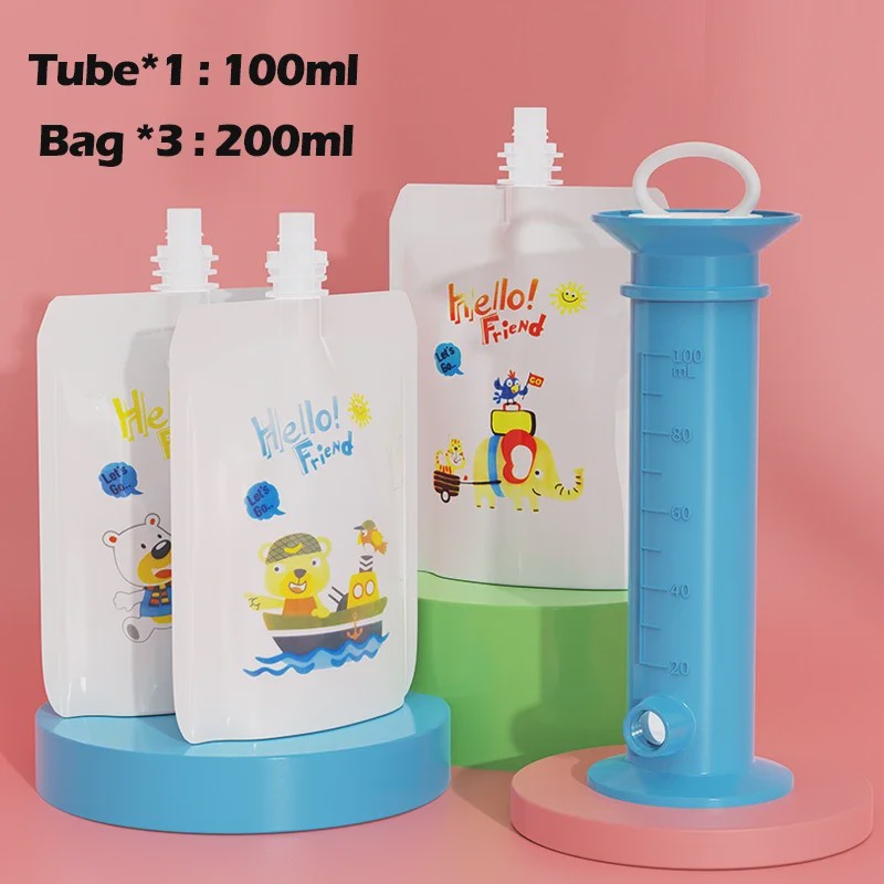 Herbruikbare Babyvoeding Dispenser Set - Zelf Fruitpuree Maken & Bewaren