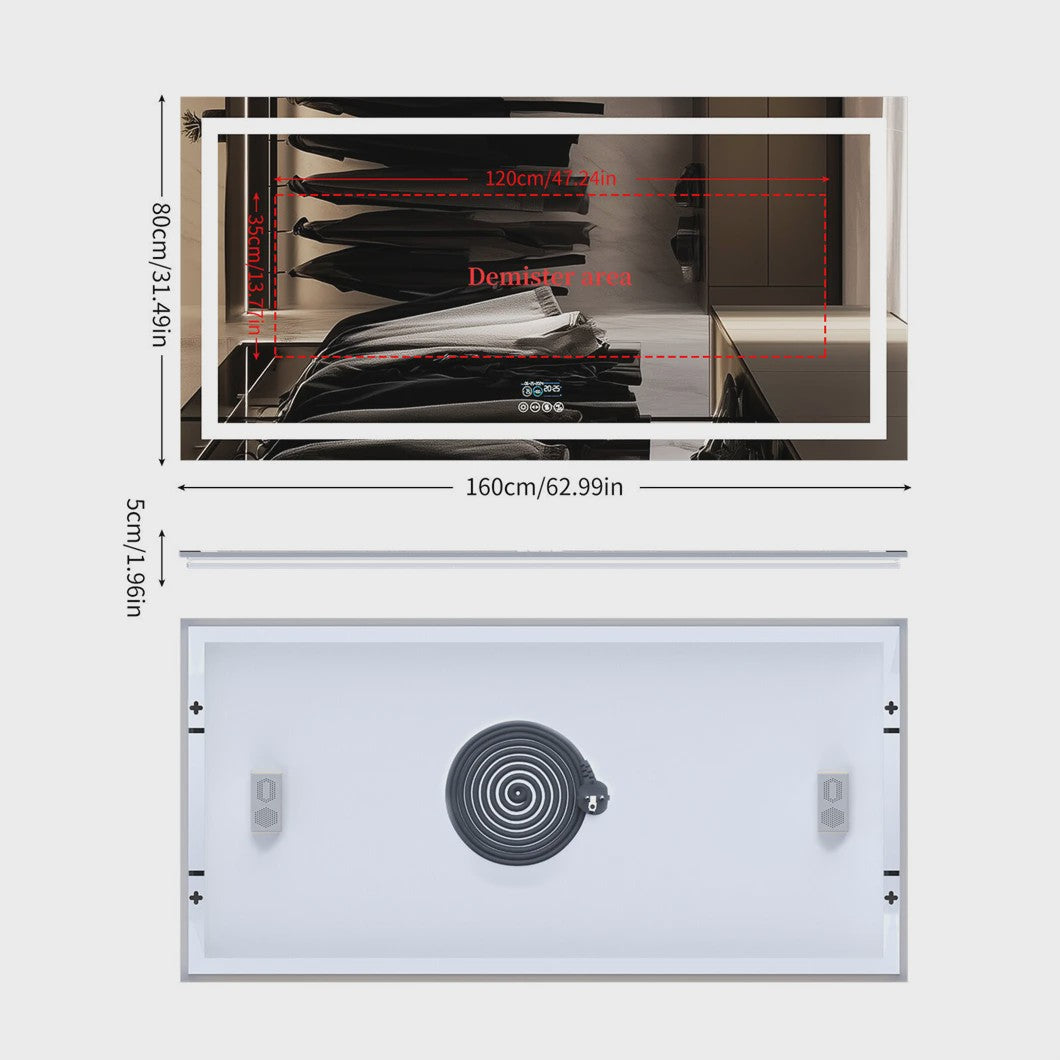 XXL Smart LED Spiegel met Bluetooth, Anti-Condens & Digitale Display