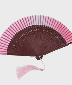 Luxe Bamboe Vouwventilator met Gradatiekleur & Kwastje - Retro Stijl