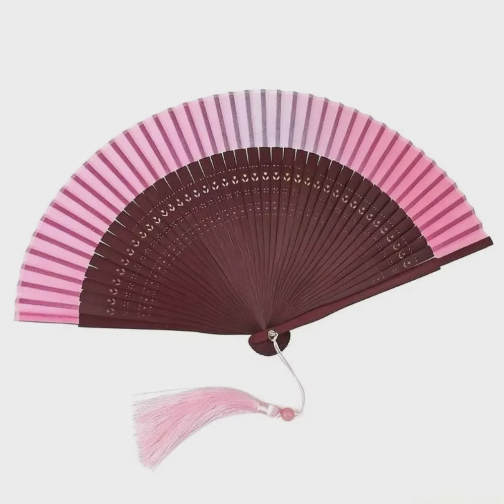 Luxe Bamboe Vouwventilator met Gradatiekleur & Kwastje - Retro Stijl