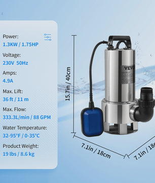 Dompelpomp 550W - 2200W: Krachtige Waterpomp voor Zwembaden, Kelders & Meer