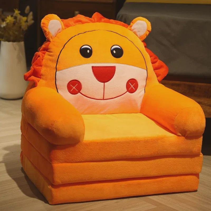 Opvouwbare Kinderfauteuil 2-in-1 | Pluche Cartoon Stoel voor Kinderkamer