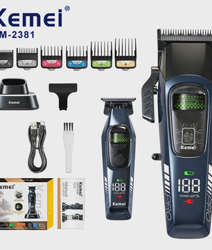 Kemei 2381 Professionele Trimmer Set - 10000 RPM, LED Display, Draadloos