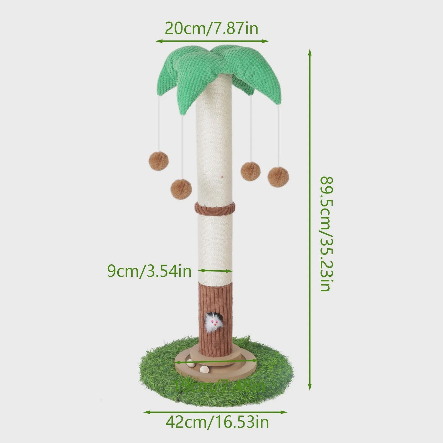 Luxe Kattenkrabpaal met Hangende Bal en Speeltoren - Natuurlijk Sisal Touw