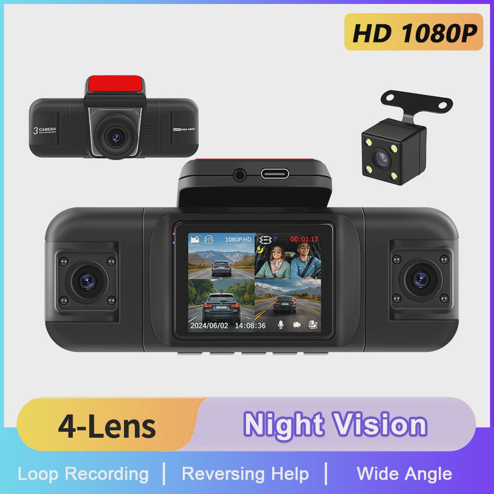 Universele 4-Kanaals Dashcam met 1080P HD, Nachtzicht en Parkeerhulp