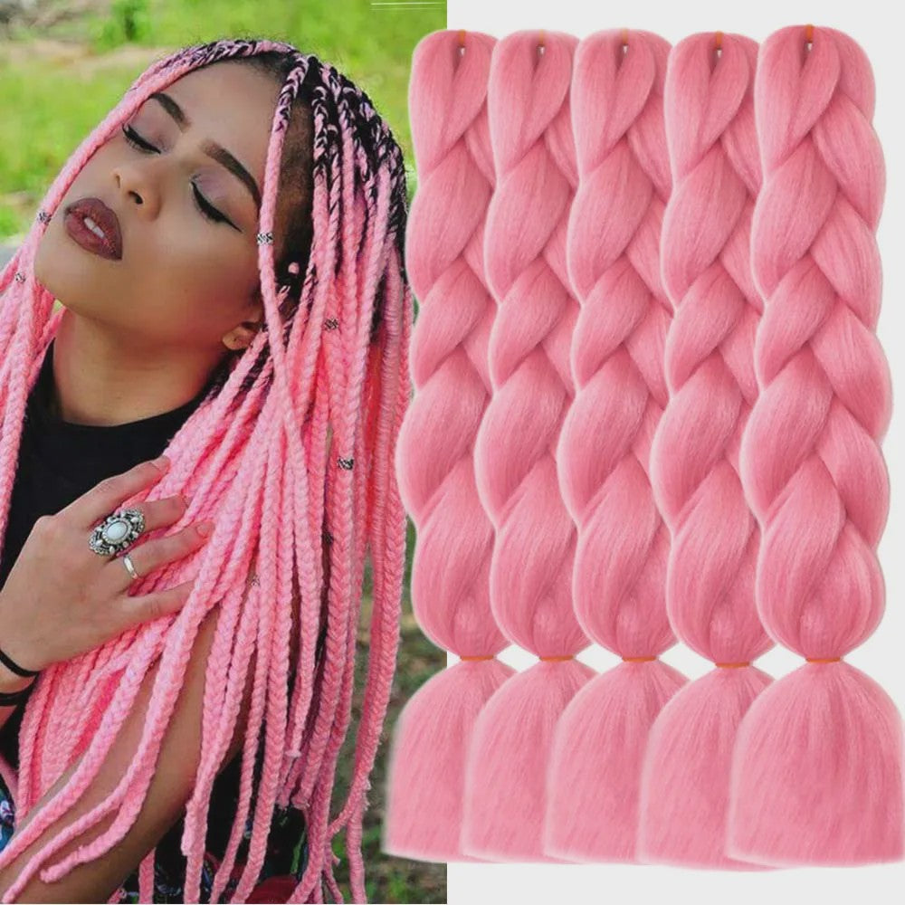 5x Jumbo Braiding Hair Extensions - 24 Inch Synthetisch Vlecht Haar - Pre-stretched Yaki