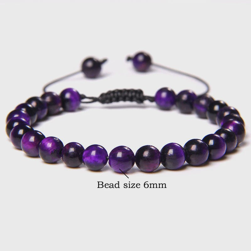 Blauwe Tijgeroog Kralen Armband 6MM - Natuursteen Meditatie Sieraden
